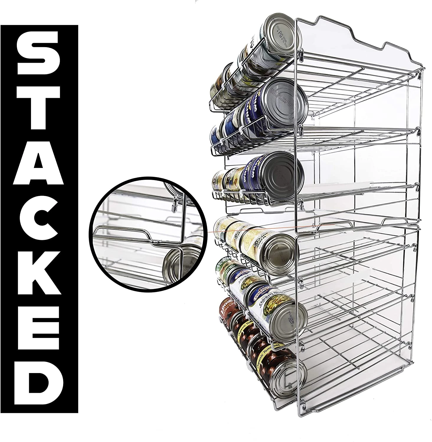 Premium 3-Tier Adjustable Can Rack Organizer - Set Of 2 - Chrome(Premium 3 Tier Can Rack) 6 Premium 3-Tier Adjustable Can Rack Organizer - Set Of 2 - Chrome(Premium 3 Tier Can Rack) - Image 6