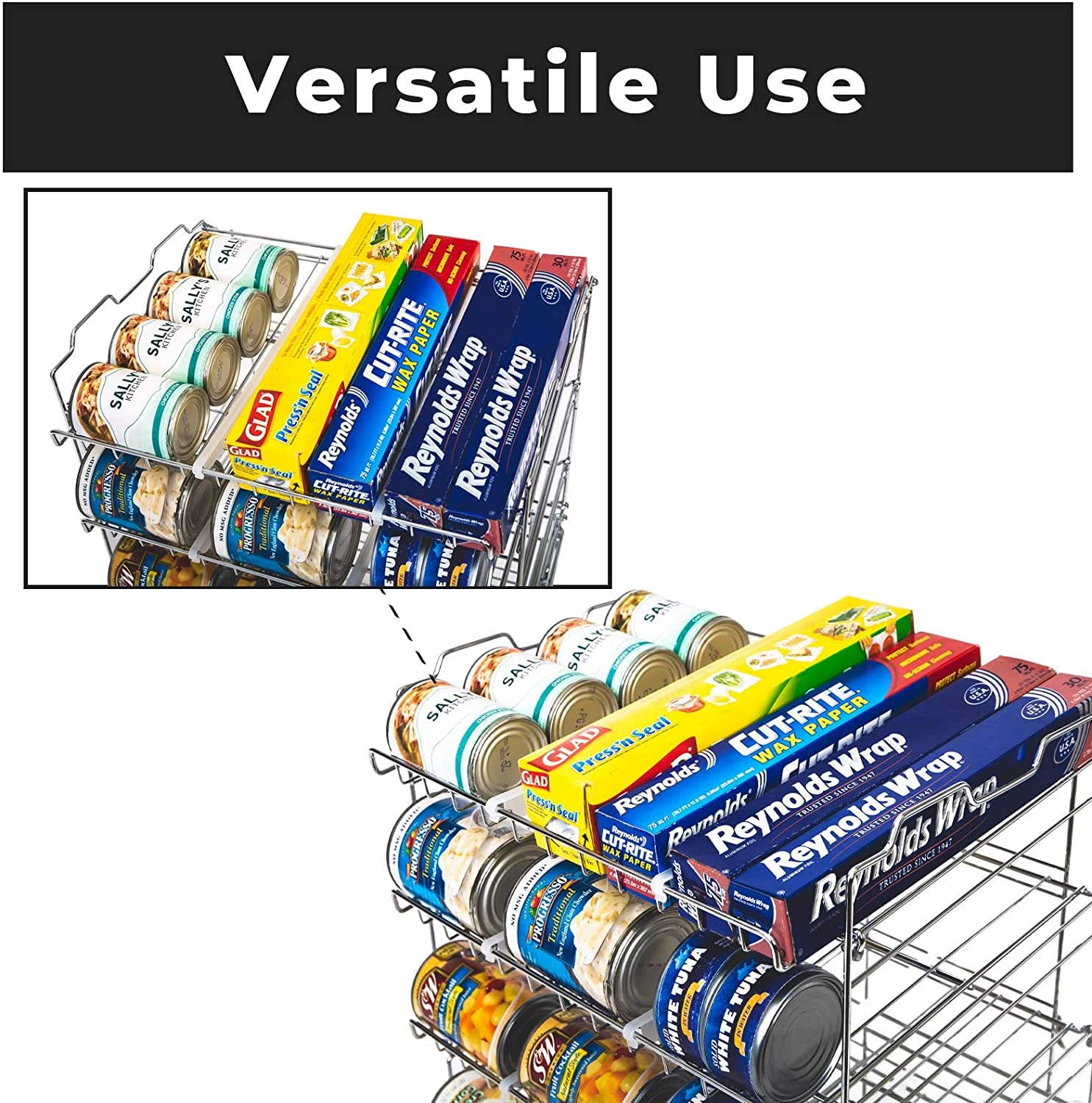 Premium 3-Tier Adjustable Can Rack Organizer - Set Of 2 - Chrome(Premium 3 Tier Can Rack) 5 Premium 3-Tier Adjustable Can Rack Organizer - Set Of 2 - Chrome(Premium 3 Tier Can Rack) - Image 5