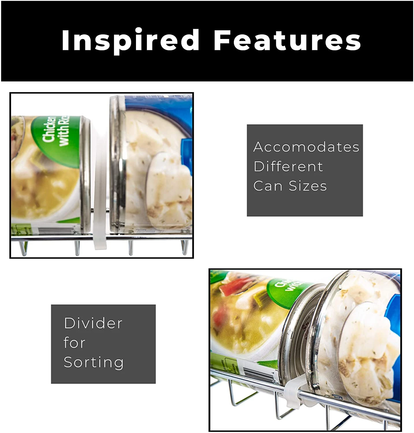 Premium 3-Tier Adjustable Can Rack Organizer - Set Of 2 - Chrome(Premium 3 Tier Can Rack) 4 Premium 3-Tier Adjustable Can Rack Organizer - Set Of 2 - Chrome(Premium 3 Tier Can Rack) - Image 4