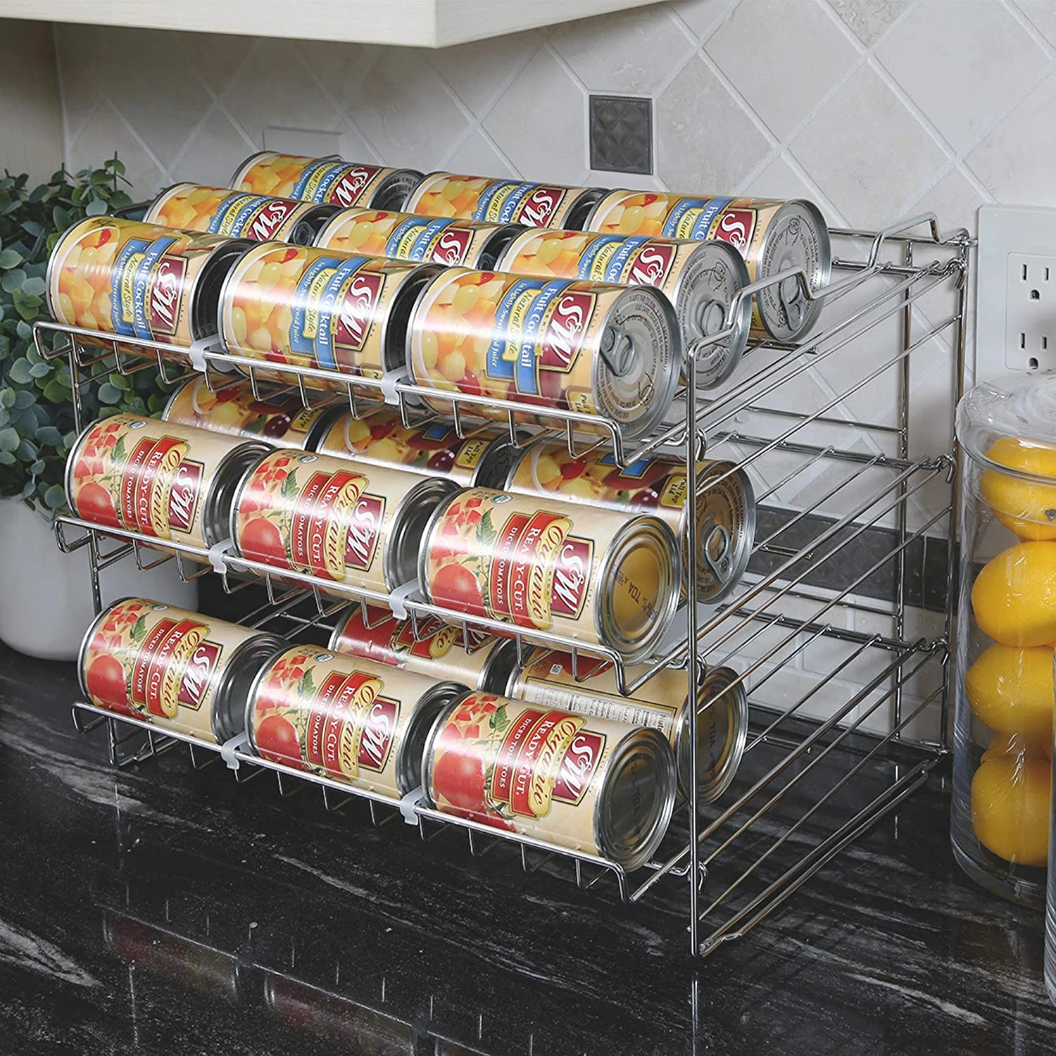 Premium 3-Tier Adjustable Can Rack Organizer - Set Of 2 - Chrome(Premium 3 Tier Can Rack) 2 Premium 3-Tier Adjustable Can Rack Organizer - Set Of 2 - Chrome(Premium 3 Tier Can Rack) - Image 2