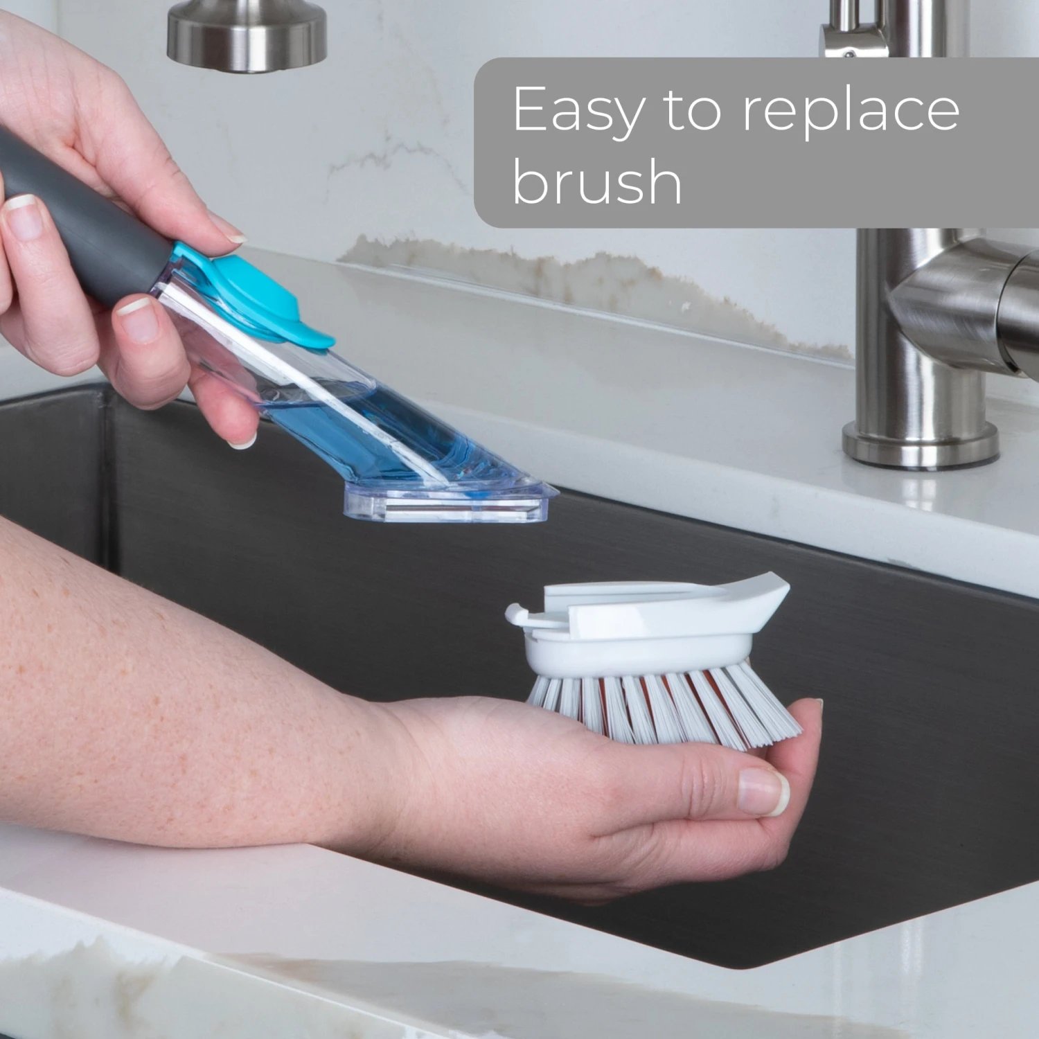 Replacement Brush Head With Built-In Scraper For Soap Dispensing Dish Wand(Dish Brushes Replacements) 2 Replacement Brush Head With Built-In Scraper For Soap Dispensing Dish Wand(Dish Brushes Replacements) - Image 2