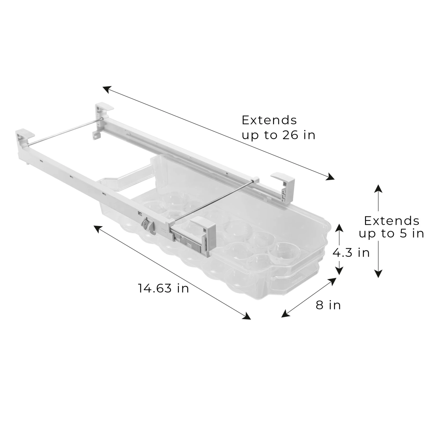 Sliding Egg Drawer With Extendable Rails - Holds 18 Eggs(Refrigerator Pull Out Carton Bin Holder Home Organizer W Extendable Rails Egg Drawer) 3 Sliding Egg Drawer With Extendable Rails - Holds 18 Eggs(Refrigerator Pull Out Carton Bin Holder Home Organizer W Extendable Rails Egg Drawer) - Image 3