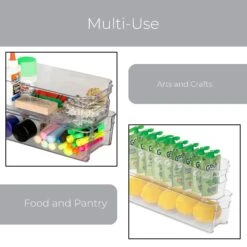 Stackable Refrigerator Bin With Handle - 4.5 X 15 Inch(Stackable Refrigerator Bin 4 5x15) 12 Stackable Refrigerator Bin With Handle - 4.5 X 15 Inch(Stackable Refrigerator Bin 4 5x15) -Smart Design Store stackable refrigerator bin with handle 45 x 15 inch smart design kitchen 8463491as4 447023