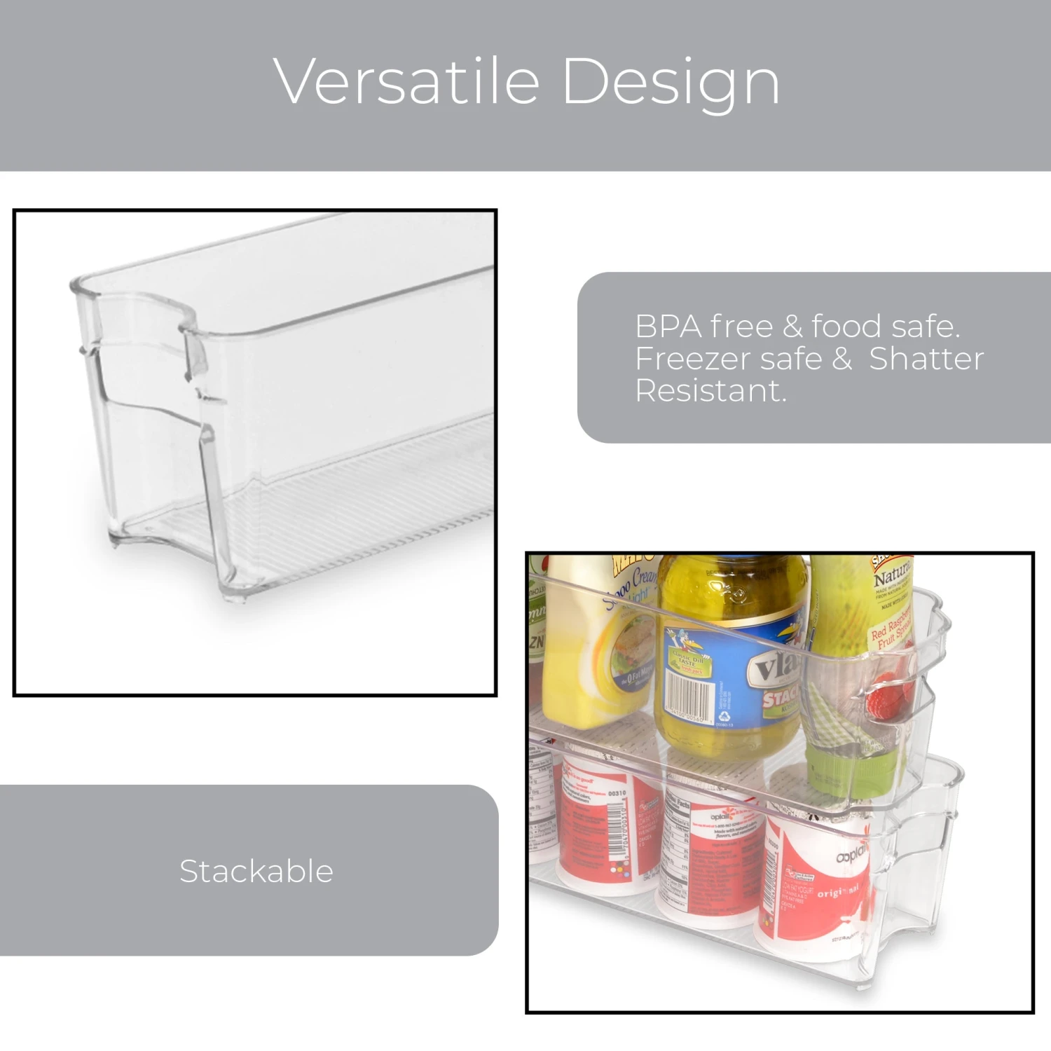 Stackable Refrigerator Bin With Handle - 4.5 X 15 Inch(Stackable Refrigerator Bin 4 5x15) 5 Stackable Refrigerator Bin With Handle - 4.5 X 15 Inch(Stackable Refrigerator Bin 4 5x15) - Image 5