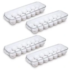 Stackable Refrigerator Egg Holder Bin With Handle And Lid(Stackable Refrigerator Egg Bin) -Smart Design Store stackable refrigerator egg holder bin with handle and lid smart design kitchen 8465491as4 2596416