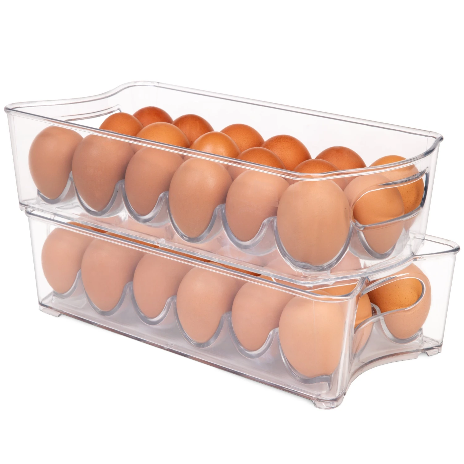 Stackable Refrigerator Egg Storage Bin With Handle - 2-Pack(Stackable Refrigerator Egg Storage Bin With Handle) 1 Stackable Refrigerator Egg Storage Bin With Handle - 2-Pack(Stackable Refrigerator Egg Storage Bin With Handle)