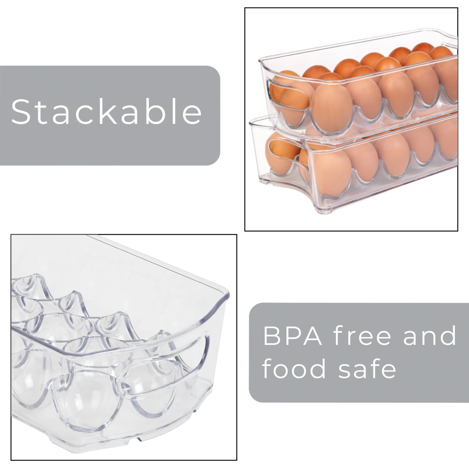 Stackable Refrigerator Egg Storage Bin With Handle - 2-Pack(Stackable Refrigerator Egg Storage Bin With Handle) 4 Stackable Refrigerator Egg Storage Bin With Handle - 2-Pack(Stackable Refrigerator Egg Storage Bin With Handle) - Image 4