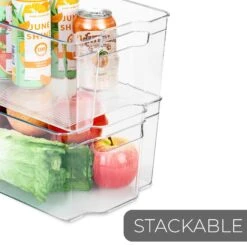 Tall Stackable Refrigerator Bin With Handle - 8 X 15 Inch(Stackable Refrigerator Bin Tall 8x15) 11 Tall Stackable Refrigerator Bin With Handle - 8 X 15 Inch(Stackable Refrigerator Bin Tall 8x15) -Smart Design Store tall stackable refrigerator bin with handle 8 x 15 inch smart design kitchen 8003391 incrementing number 269406